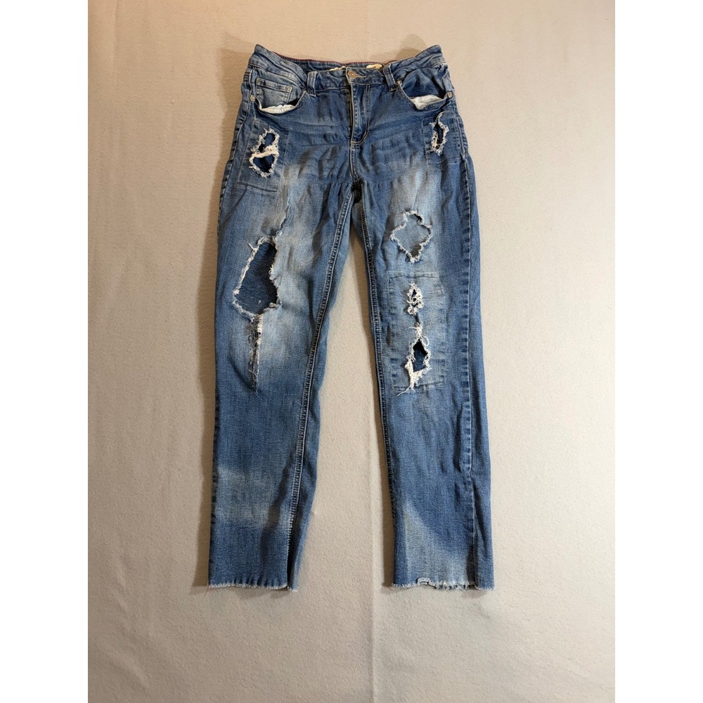 Seven7 Y2K Distressed Slim Straight Woman's Jeans Sz 12